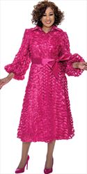 Dorinda Clark Cole 5261 - Magenta - Belted Ribbon Dress